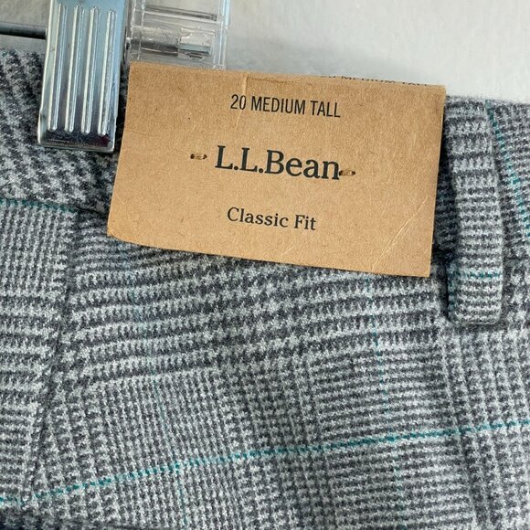 NEW LL Bean Womens 20 Medium Tall Classic Fit Plaid Pants Straight Leg - Picture 3 of 9